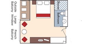 Croisière AMA AmaWaterways AmaPrima Catégorie AA Balcon français et Balcon extérieur plan