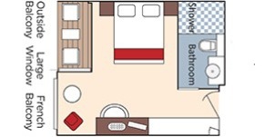 Croisière AMA AmaWaterways AmaReina Catégorie BA Balcon français et Balcon extérieur plan