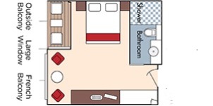 Croisière AMA AmaWaterways AmaStella Catégorie AB Balcon français et Balcon extérieur plan