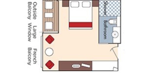 Croisière AMA AmaWaterways AmaVenita Catégorie AB Balcon français et Balcon extérieur plan