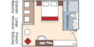 Croisière AMA AmaWaterways AmaVenita Catégorie BA Balcon français et Balcon extérieur plan