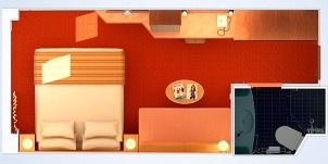 Croisière CCL Carnival Pride intérieureavec porte française (vue obstruée) 