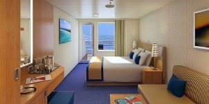 Croisière CCL Carnival Vista vers l'arrière avec balcon étendu cabine