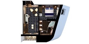 Croisière NCL Norwegian Cruise Line Encore The Haven penthouse face à l'avant (proue) avec balcon plan