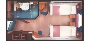 Croisière NCL Norwegian Cruise Line Jewel Vue mer au milieu du navire avec hublot plan