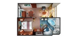 Croisière NCL Norwegian Cruise Line Spirit Penthouse face à l'avant du navire avec grand balcon plan