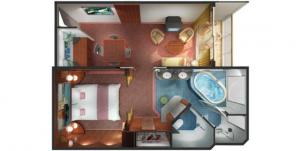 Croisière NCL Norwegian Cruise Line Spirit Suite penthouse face à l'arrière (poupe) avec grand balcon plan