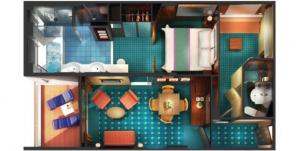 Croisière NCL Norwegian Cruise Line Star Suite familiale avec 2 chambres et balcon plan