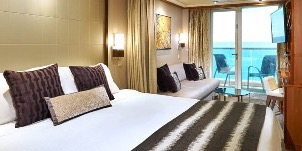 Croisière NCL Norwegian Cruise Line Sun Mini-suite face à l'arrière du navire avec balcon