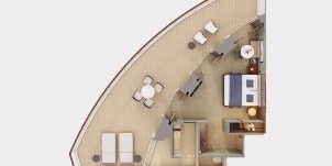 NCL Norwegian Prima Penthouse The Haven Avec Chambre Principale Et Grand Balcon Orienté Vers L'arrière Plan