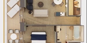 NCL Norwegian Prima Suite Du Propriétaire The Haven Avec Chambre Principale Et grand Balcon Plan